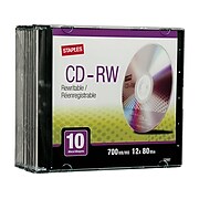 Staples 21351-US 12x CD-RW, Silver, 10/Pack