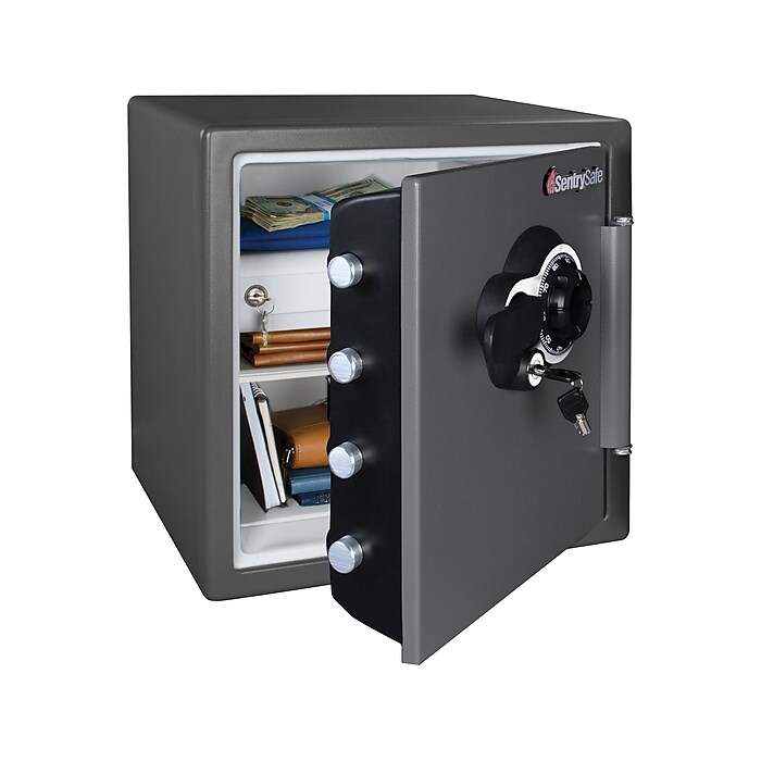 SentrySafe Steel Fire/Waterproof Safe with Combination w/Key, 1.23 cu. ft. (SFW123DEB)