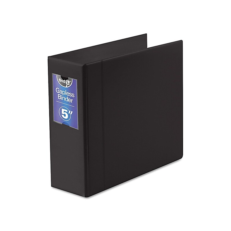 Find It Gapless Heavy Duty 5" 3-Ring Non-View Binders, D-Ring, Black (FT07095) image 1