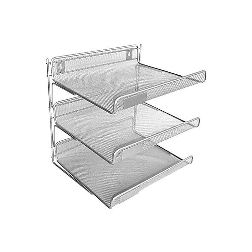 Staples® Silver Wire Mesh 3Tier Desk Shelf, 12 1/2"H x 13 1/4"W x 10 3