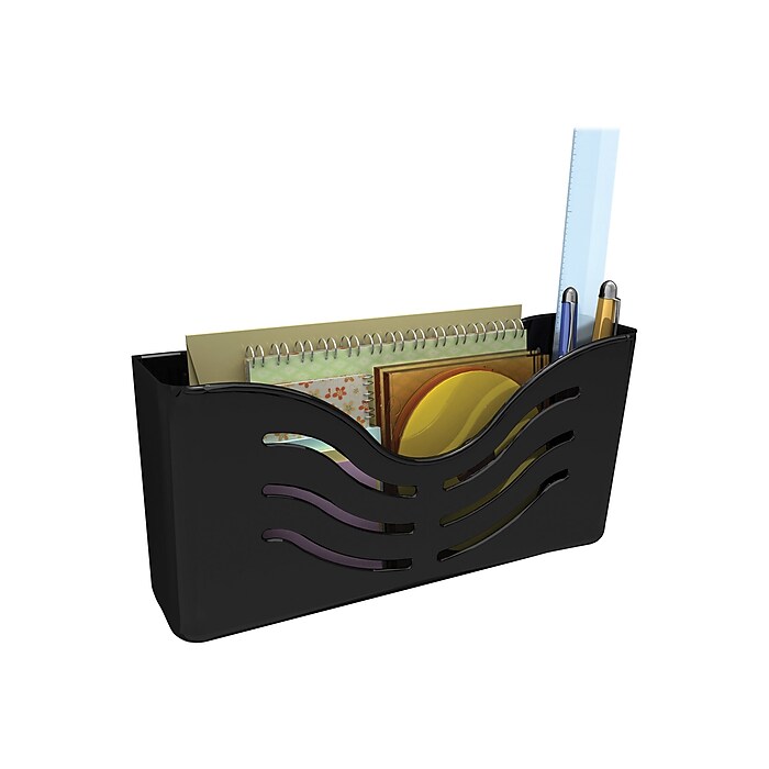 Deflect-O Magnetic 1-Pocket Plastic Letter Size Wall File, Black