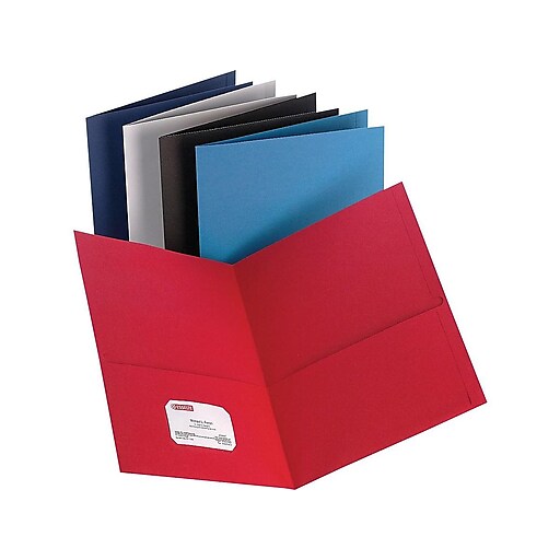 Staples 2-Pocket Laminated Folders Black 10/Pack 905473 