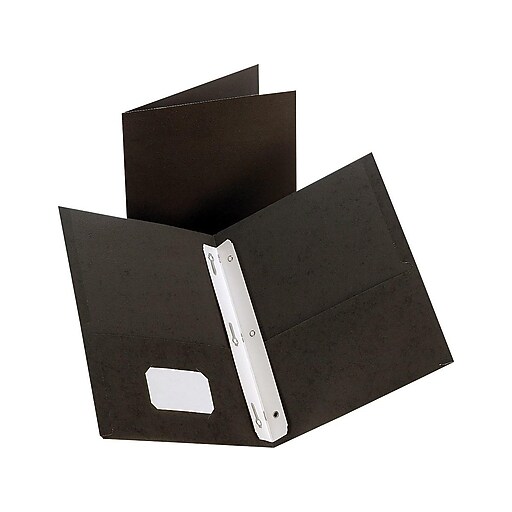 Staples® 2Pocket Folder with Fasteners, Black at Staples