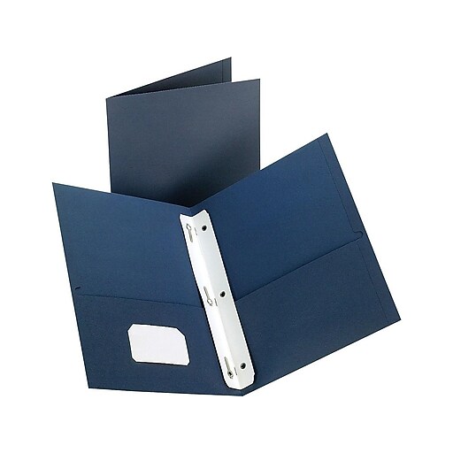 Staples 2Pocket Presentation Folders with Fasteners, Dark Blue, 10/Pack (13387US) at Staples