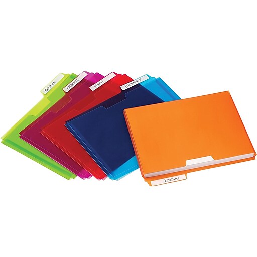 Shop Staples for Plastic File Folder Pockets, Letter, Assorted, 5/Pack
