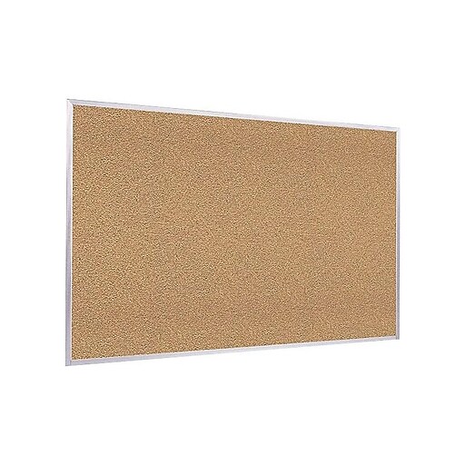 Ghent Traditional Natural Cork Bulletin Board, Aluminum Frame, 4'W x 3