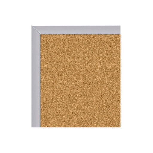 Ghent Traditional Natural Cork Bulletin Board, Aluminum Frame, 4'W x 3