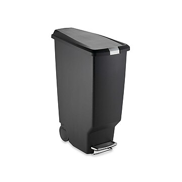 Hefty Lockable Step On Trash Can, 12 Gallon, Black, 2/Pack