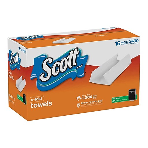 Scott® CFold Paper Towels, 150 Sheets/Pack, 16 Packs/Case, White