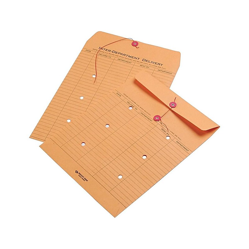 Quality Park Kraft Button & String Inter-Departmental Envelope 10" x 13", Brown Kraft, 100/Box (QUA63561) image 1