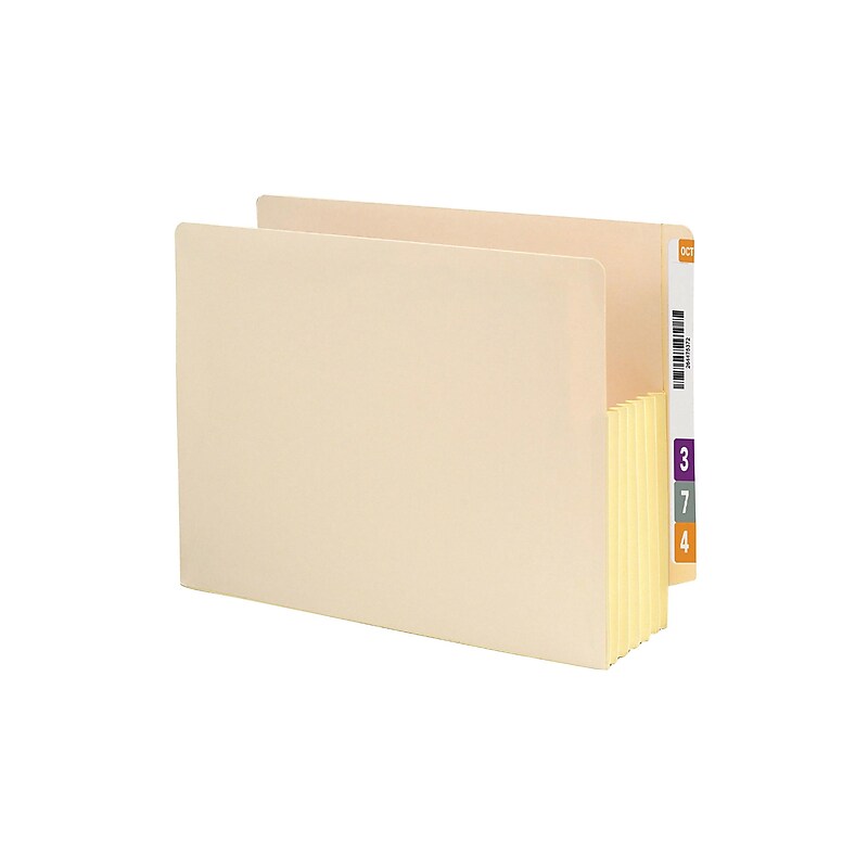 Smead End Tab File Pocket, Reinforced Straight-Cut Tab, 5-1/4" Expansion, Fully-Lined Gusset, Letter Size, Manila (75174) image 1