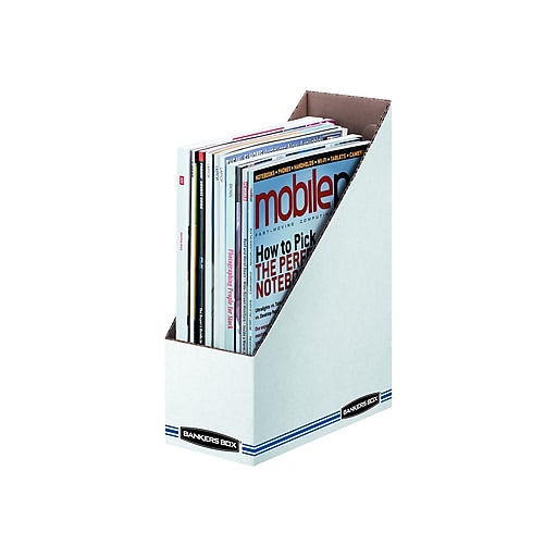 Bankers Box Stor/File Magazine File, Letter Size, White/Blue