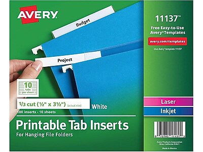 avery printable tab inserts