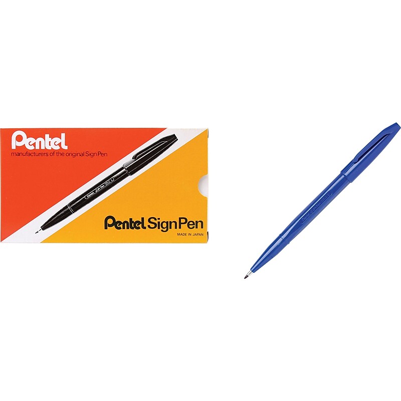 Pentel Sign Gel Pens, Fine Point, Blue Ink, Dozen (S520-C) image 1