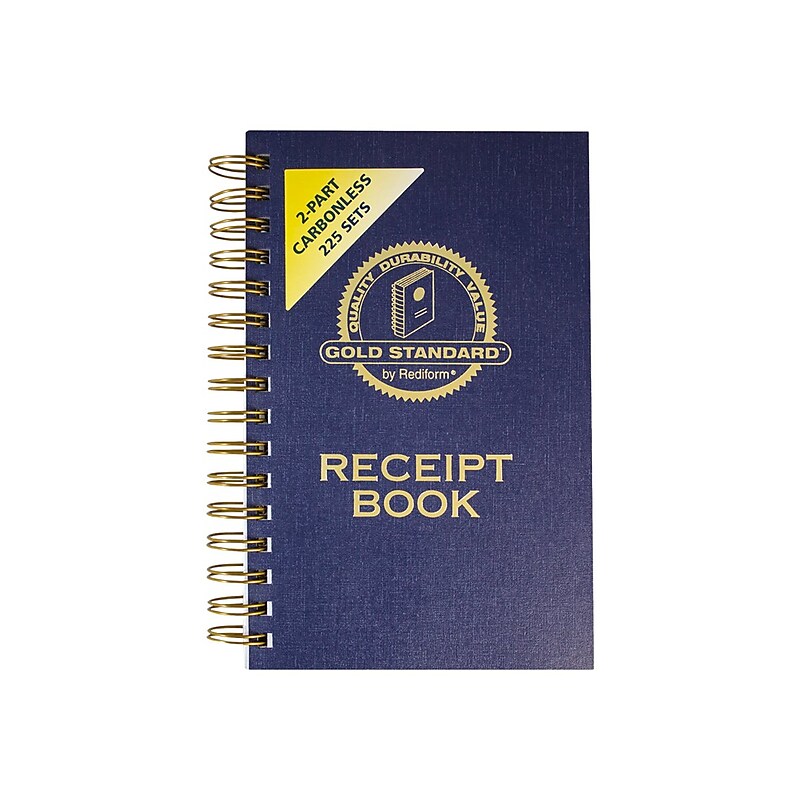 Rediform Gold Standard 2-Part Carbonless Receipts Book, 5"L x 2.75"W, 225 Forms/Book (8L829) image 1