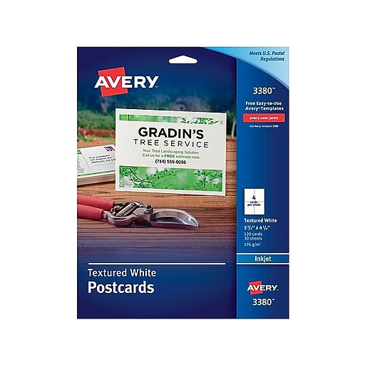 Avery Postcards, Textured White, 4.25" x 5.5", Inkjet, 120/Pack (03380
