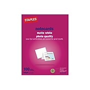 Staples Matte Notecards, 5.5" x 4.25", White, 100/Box (12501)