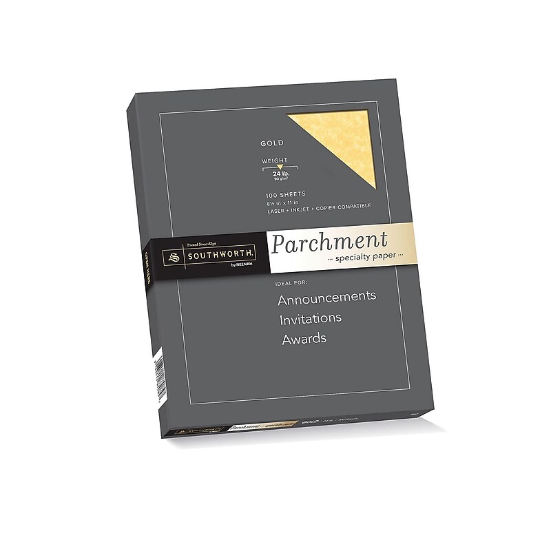 Southworth Parchment Specialty  8.5" x 11" Multipurpose Paper, 24 lbs., Gold, 100/Box (P994CK) image 1