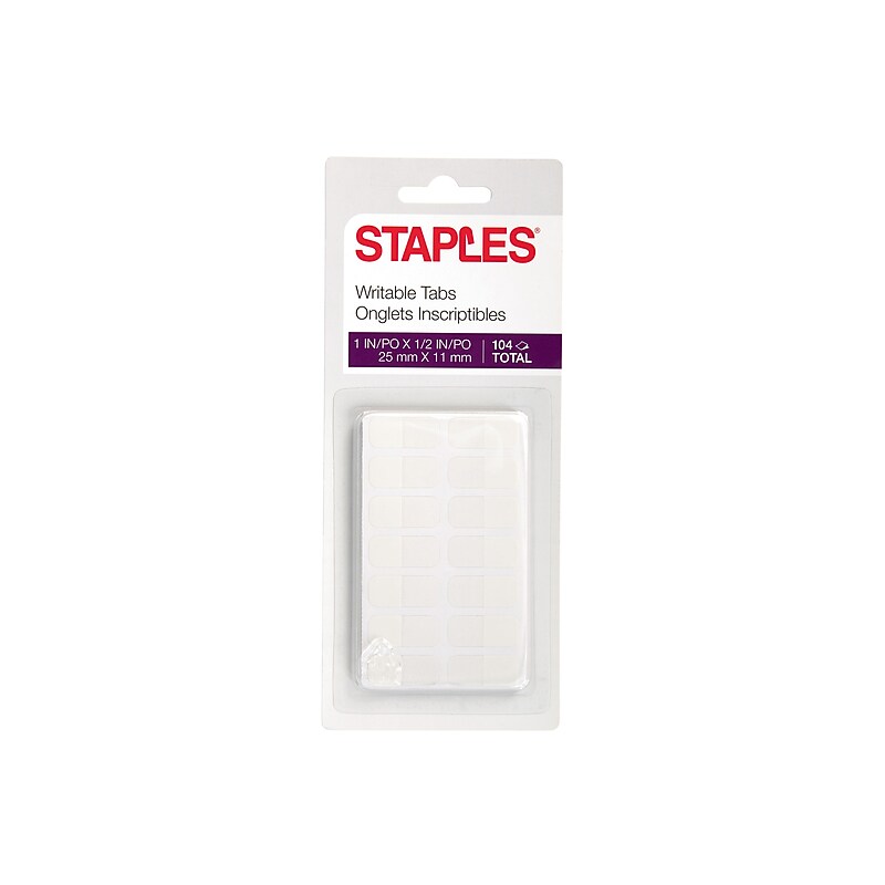 Staples Stickies Tabs, White, 0.47" Wide, 104/Pack (35022) image 1
