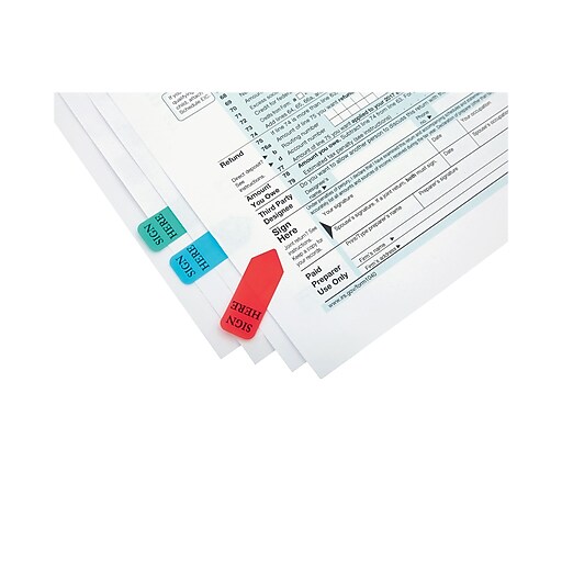 Staples Sign Here Flags, Assorted Colors, 0.56" Wide, 100/Pack (35019