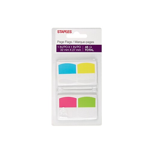 Staples Stickies Tabs, Assorted Colors, 1.06 Wide, 48/Pack (35020