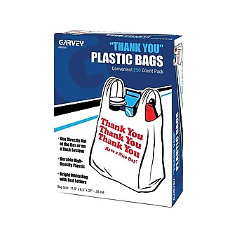 Garvey 22"H x 11.5"W Shopping Bags, White, 250/Box (063036)