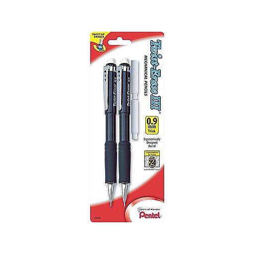 Pentel® Twist-Erase® III Mechanical Pencils, 0.7mm, Assorted Barrel Colors, Pack Of 2 Pencils