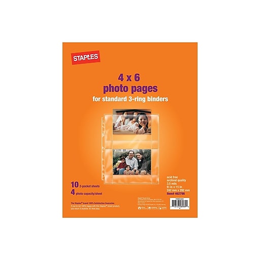 Staples Standard Weight Sheet Protectors, 4 x 6, Clear, 10/Pack