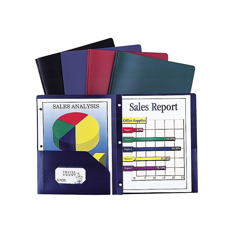 Staples 2-Pocket Portfolio Folder with Fasteners, Green (21645-CC/20629) image 1