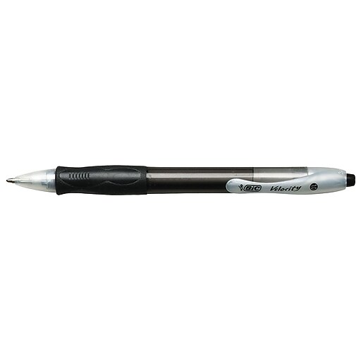 BIC Velocity Retractable Ballpoint Pens, Medium Point, Black Ink, Dozen