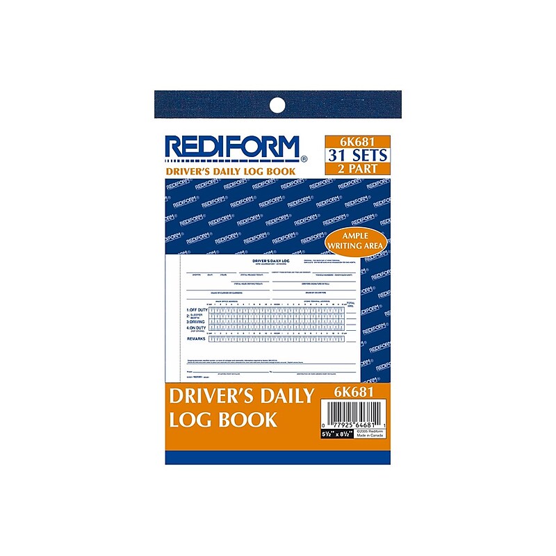 Rediform 2-Part Carbon Driver's Daily Logs, 5.5"L x 7.88"W, 31 Sets/Book (6K681) image 1