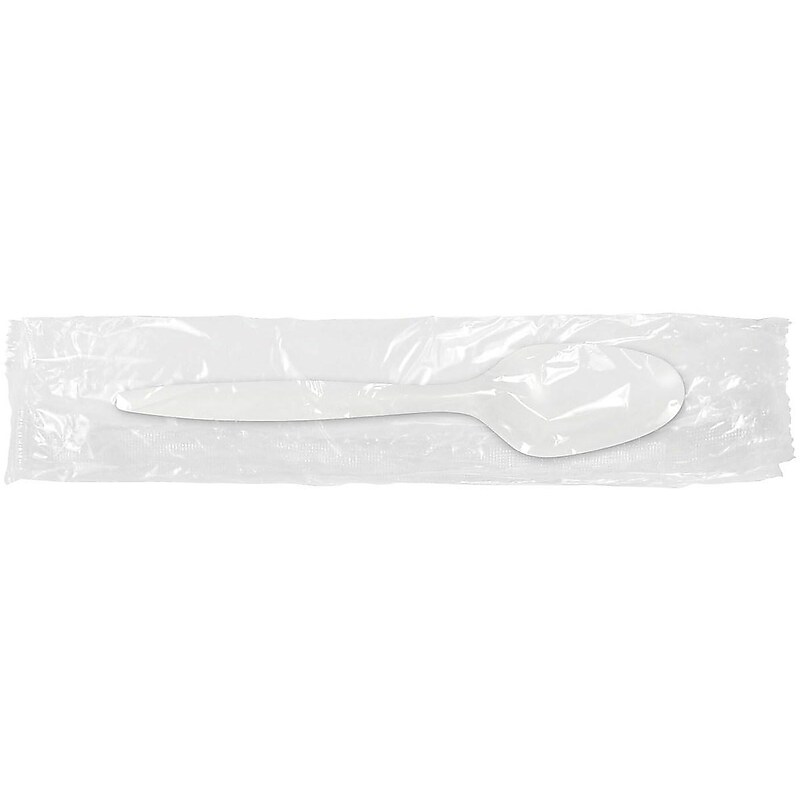 Berkley Square Individually Wrapped Teaspoon, Medium-Weight, White, 1,000/Pack (1103000) image 1
