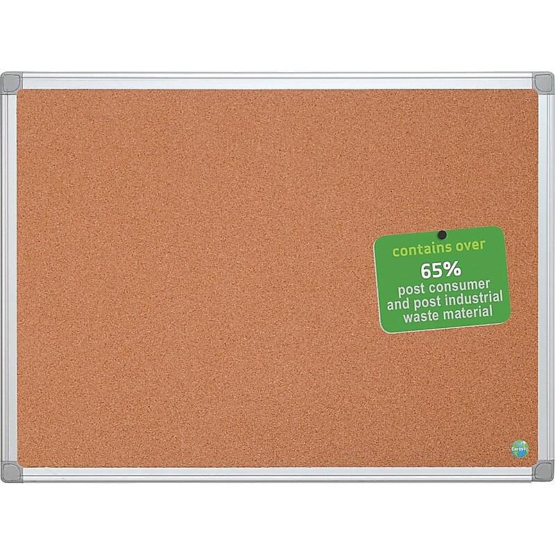 Bi-Office Earth-it Maya Cork Bulletin Board, Aluminum Frame, 4' x 3' (CA051790) image 1