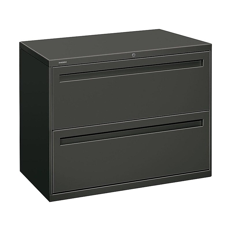 HON Brigade 700 Series 2-Drawer Lateral File Cabinet, Locking, Charcoal, Letter/Legal, 36"W (H782.L.S) image 1
