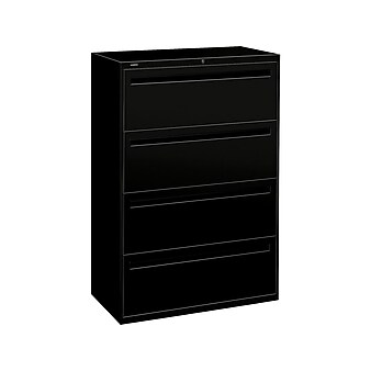 HON Brigade 700 Series 4-Drawer Lateral File Cabinet, Locking, Black, Letter/Legal, 36"W (H784.L.P)