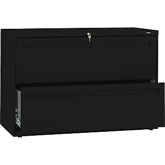 HON Brigade 700 Series 2-Drawer Lateral File Cabinet, Locking, Black, Letter/Legal, 42"W (H792.L.P)