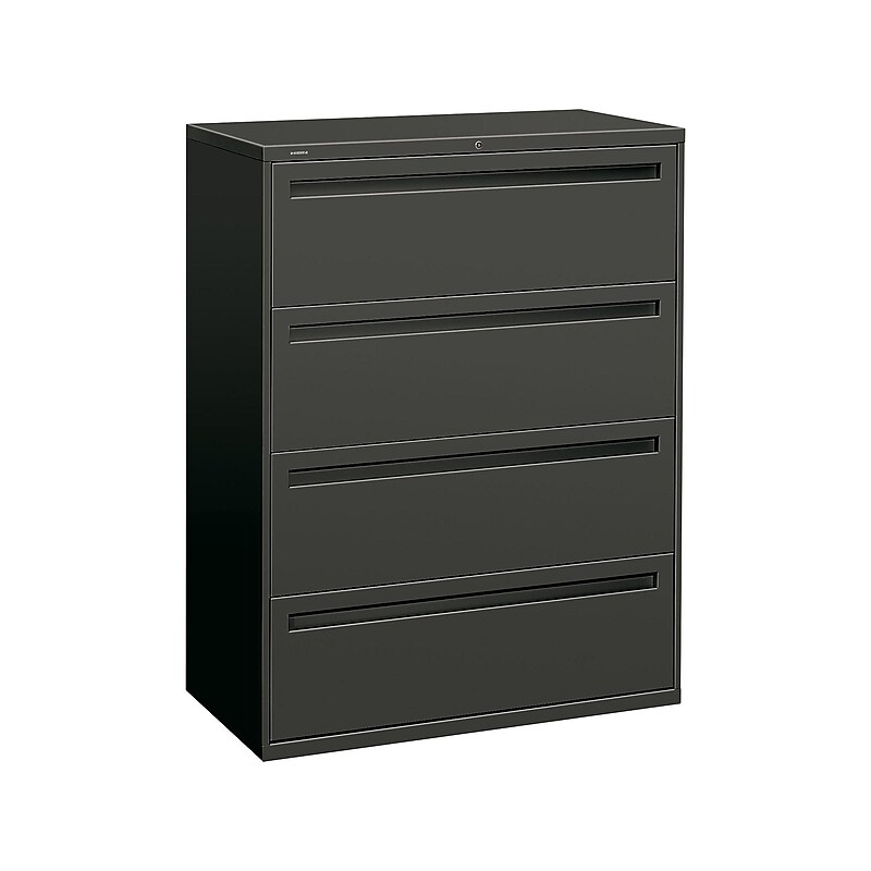 HON Brigade 700 Series 4-Drawer Lateral File Cabinet, Locking, Charcoal, Letter/Legal, 42"W (H794.L.S) image 1