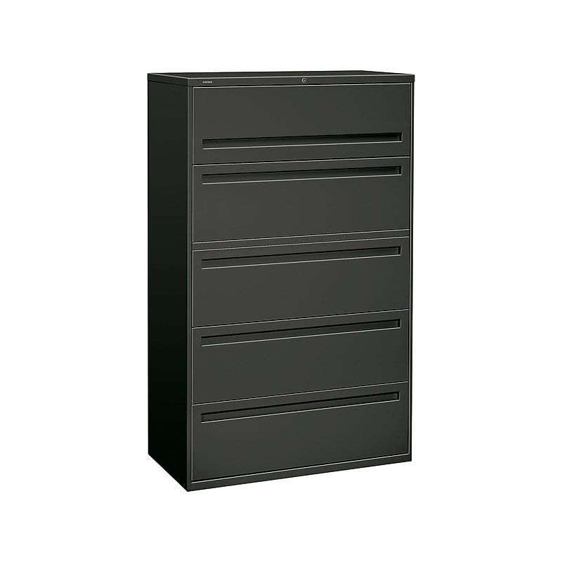 HON Brigade 700 Series 5-Drawer Lateral File Cabinet, Locking, Letter/Legal, Charcoal, 42"W  (HON795LS) image 1