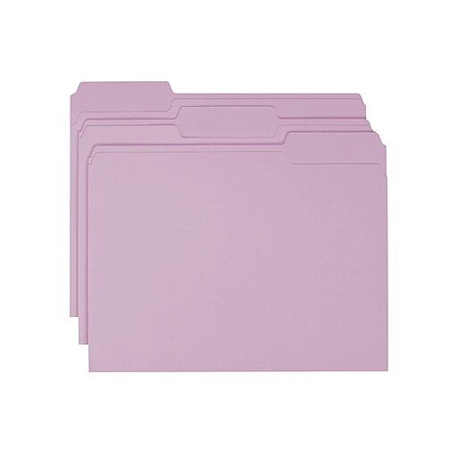 Smead File Folders, 1/3Cut Tab, Letter Size, Lavender, 100/Box (12443) Staples