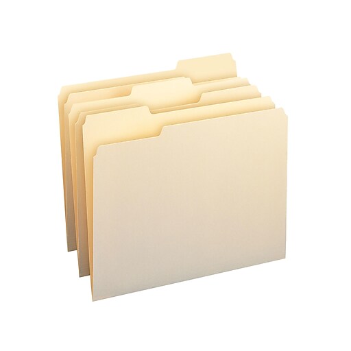 10341 1/3-Cut Tab Letter Size 100 Per Box Manila Smead CutLess File Folder 