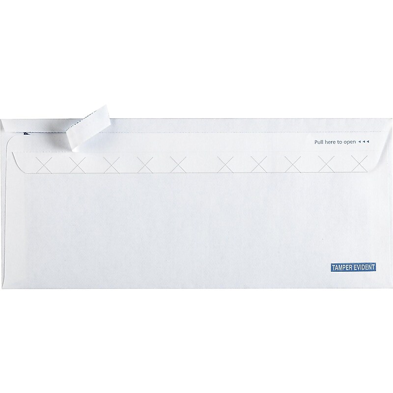 Staples QuickStrip EasyClose Security Tinted #10 Business Envelopes, 4 1/8" x 9 1/2", White, 100/Box (19956) image 1