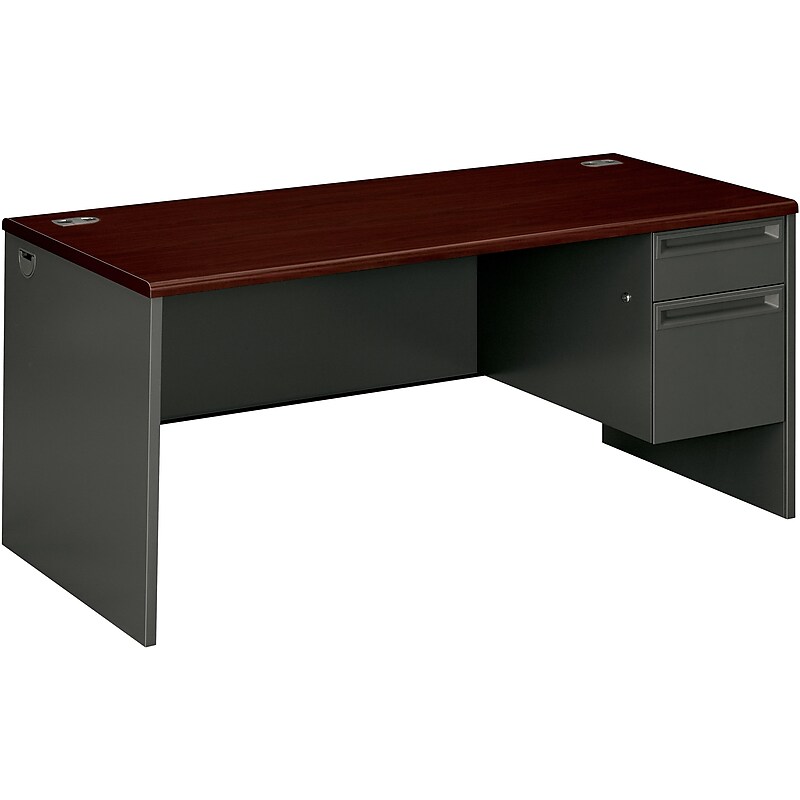 HON 38000 Series 66" Single Pedestal Desk, Charcoal (HON38291RNS) image 1
