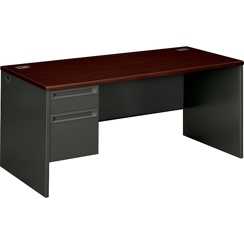 HON 38000 Series 66" Single Pedestal Desk, Charcoal (HON38292LNS) image 1