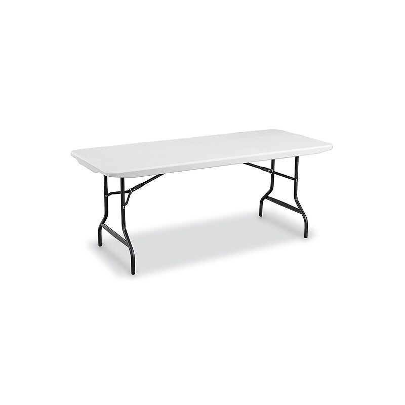 Staples 6' x 29.5" Heavy Duty Plastic Folding Table, White Granite (62109) image 1
