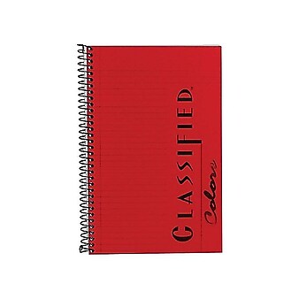 TOPS Classified Colors 1-Subject Notebook, 5.5" x 8.5", Narrow Ruled, 100 Sheets, Ruby (TOP 73505)