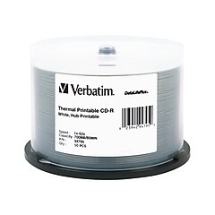 Verbatim DataLifePlus 94795 52x CD-R, White Thermal Printable, Hub