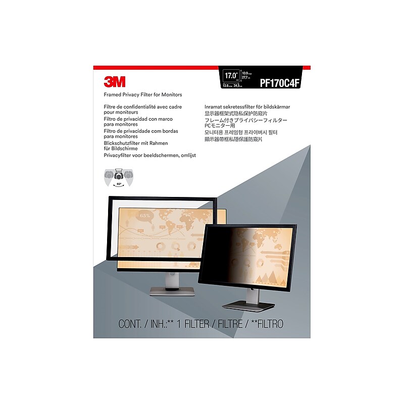 3M Anti-Glare Framed Privacy Filter for 17" Monitor, 5:4 Aspect Ratio (PF170C4F) image 1
