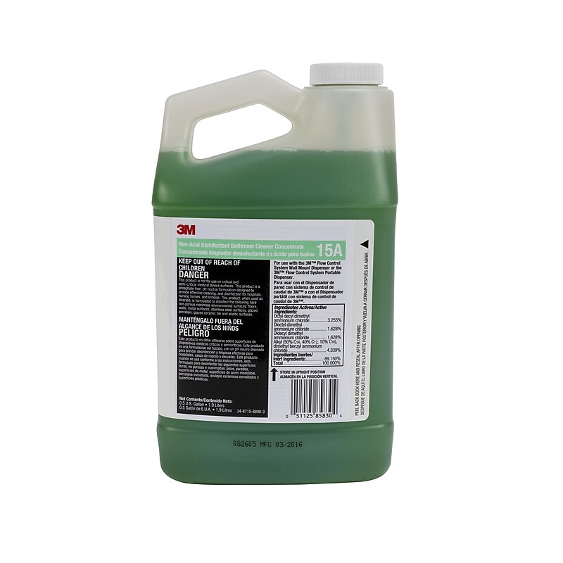 3M Disinfectant Bathroom Cleaner Concentrate, 0.5 Gallons, 4/Carton (15A) image 1