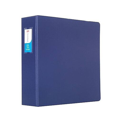 Staples 3" 3Ring NonView Binder With Label Holder, DRing, Navy Blue