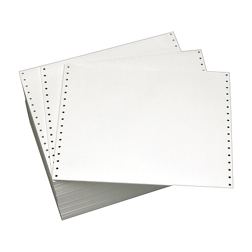  Staples Computer Paper, 9 1/2 x 11, Perforated, Blank White,  15lb, 3,200/Box : Office Products